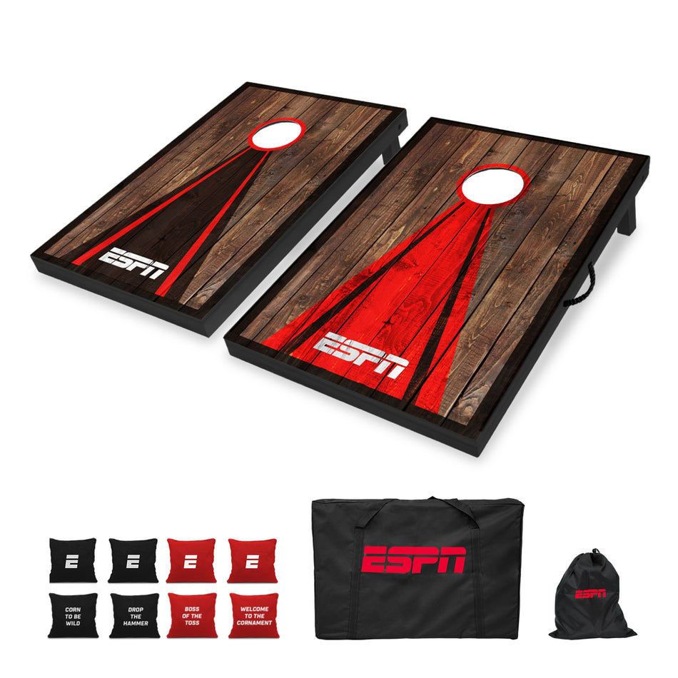 ESPN 2’x3’ Cornhole Board Set Includes Cornhole Bags and Travel Case