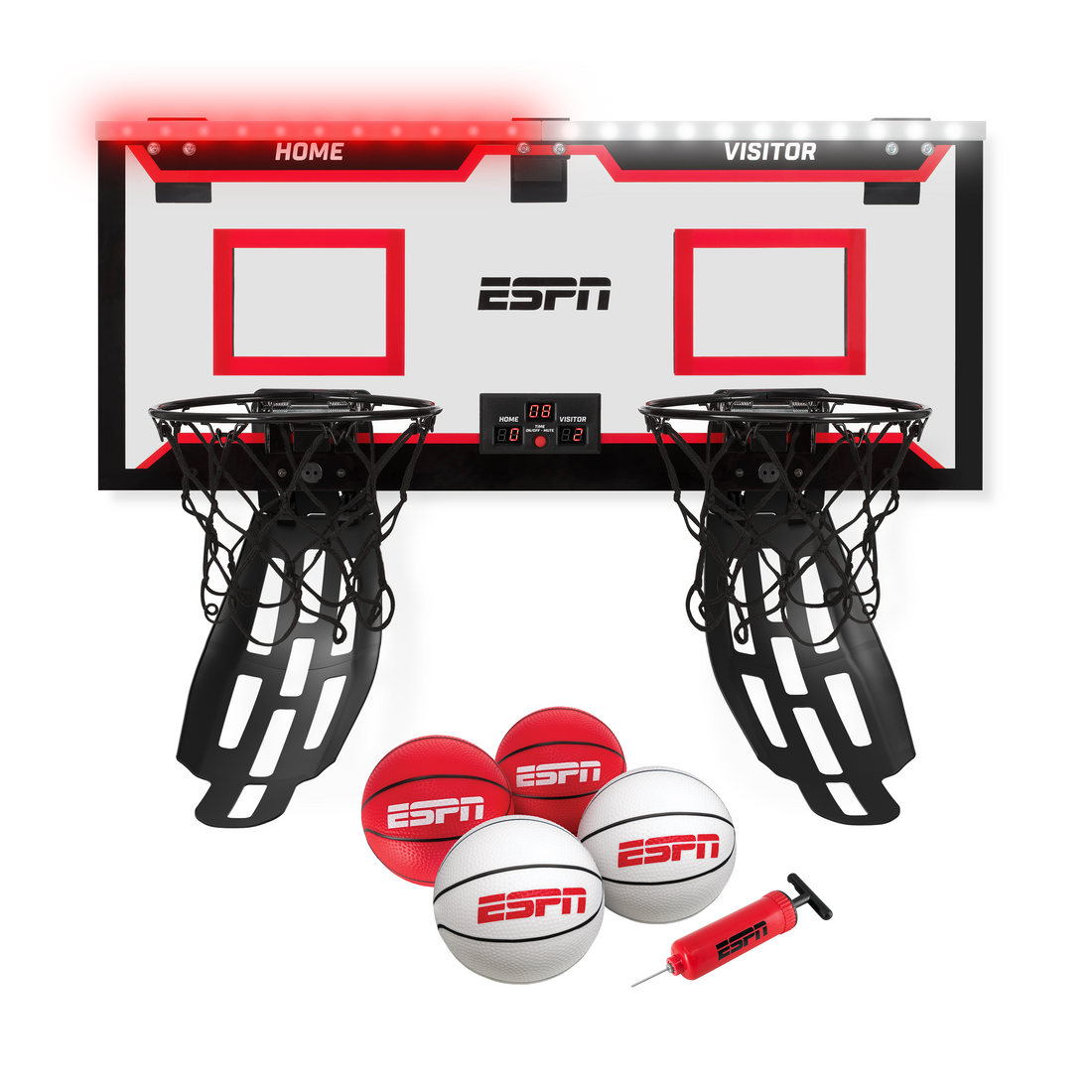 ESPN Over The Door Basketball Hoop with Electronic Scoreboard for Two ...