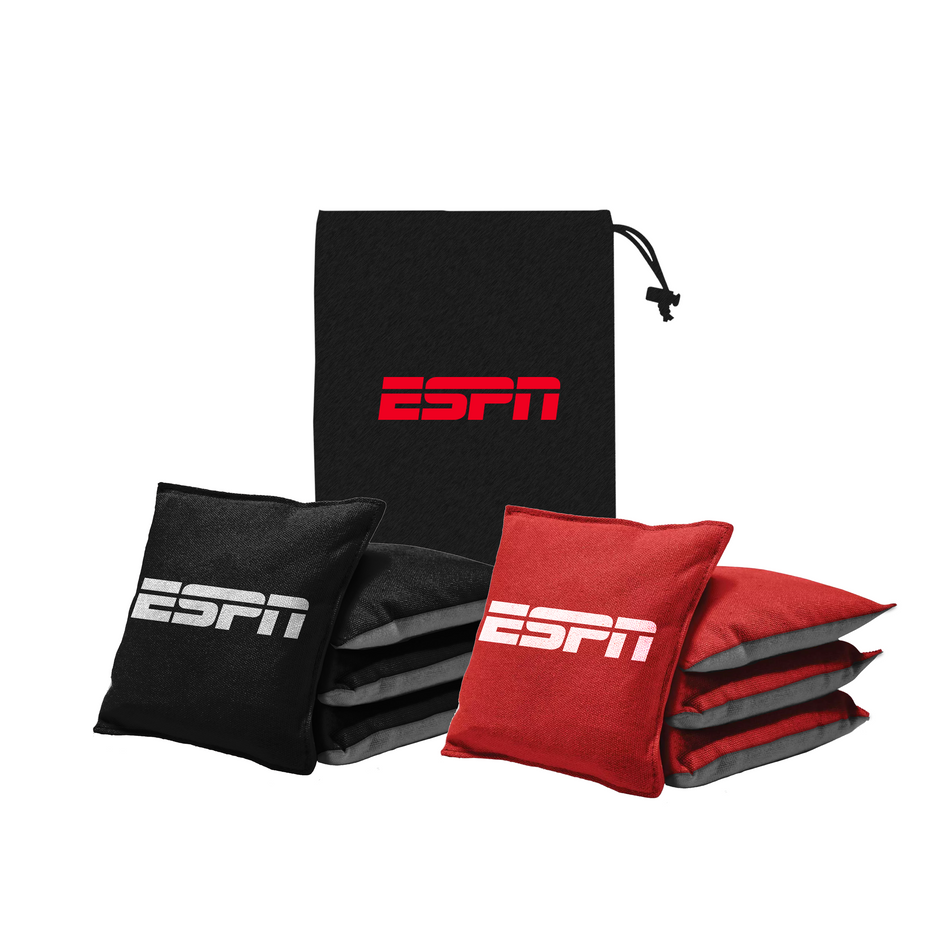 ESPN Cornhole Bags and Travel Case, Regulation Size and Weight (Set of 8) Ideal for Kids Games, Family Games, and Outdoor Games